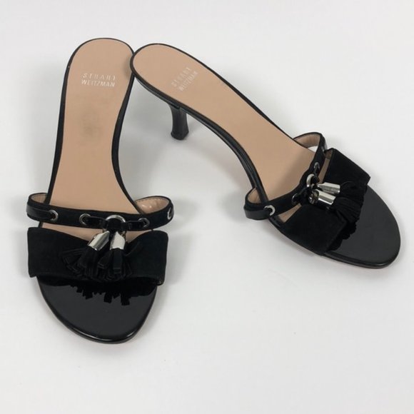 Stuart Weitzman Shoes - Stuart Weitzman Black Open Toe Kitten Heels